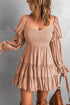 Boho Solid Shirred Ruffle Mini Dress